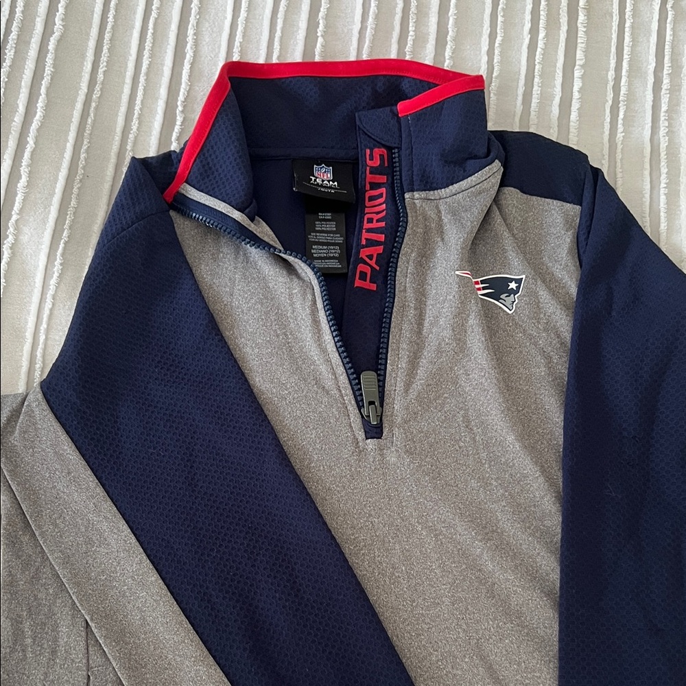 NFL Patriots Navy and Gray Quarter-Zip long sleeve